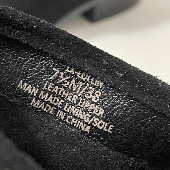 Lucky Brand Women's EUC Black Suede Lollin Angled Slouch Stacked Booties Sz 7.5 - Picture 3 of 9